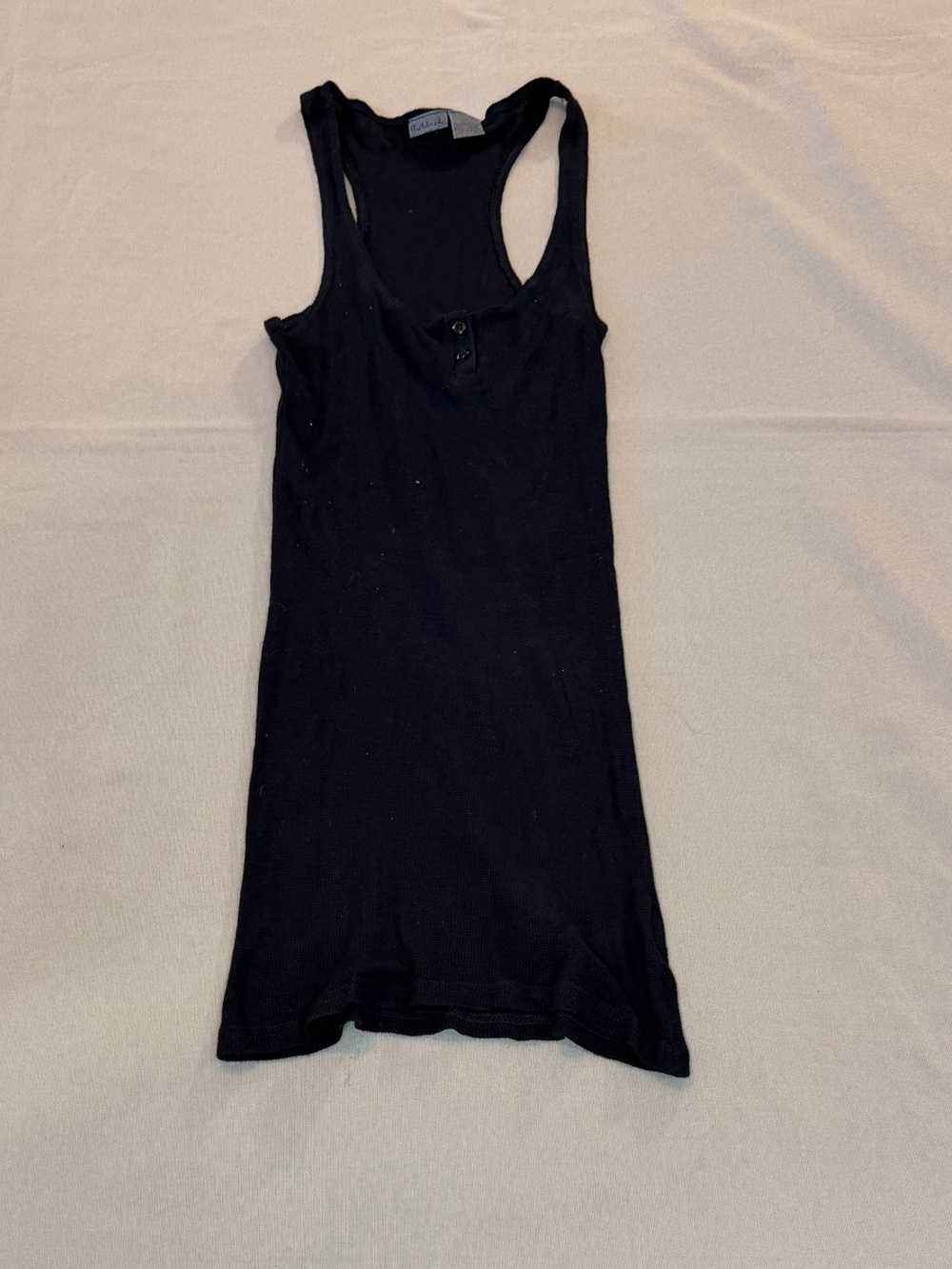 Rubbish Black Ribbed Henley Racerback Tank